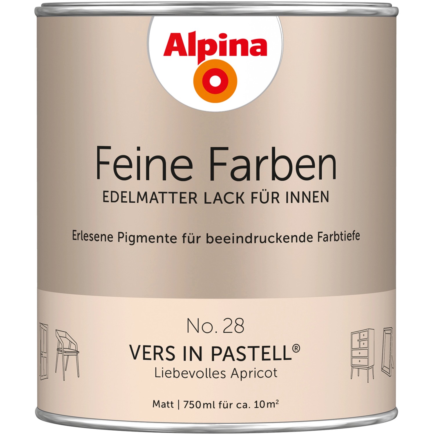 Alpina Feine Farben Lack No. 28  Vers in Pastell®Apricot edelmatt 750 ml von Alpina