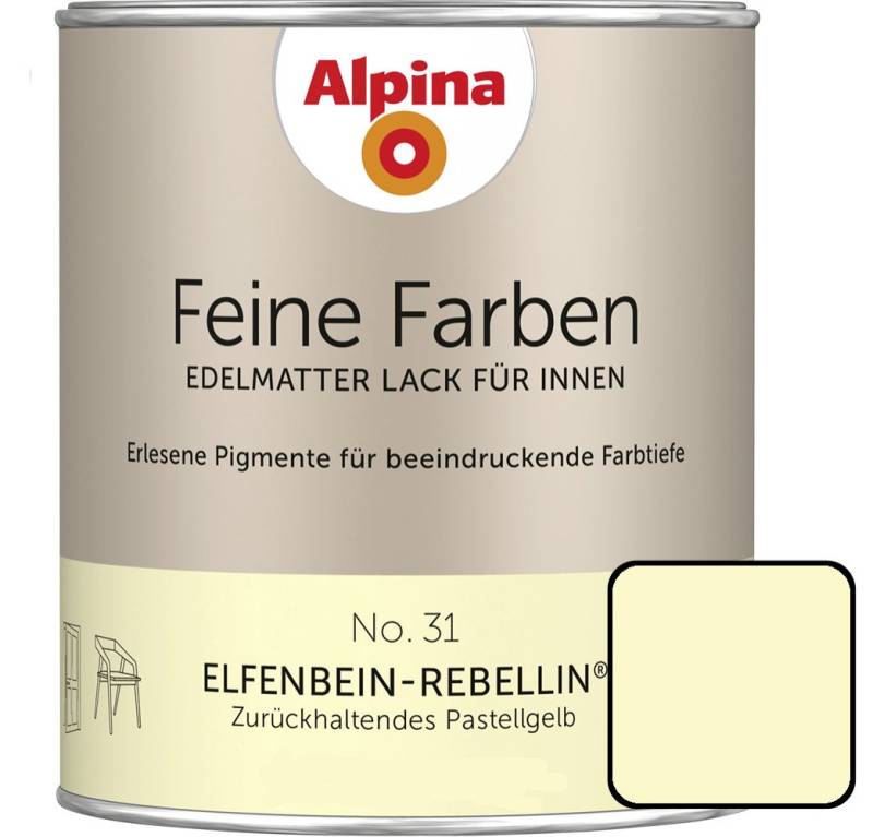 Alpina Feine Farben Lack No. 31 Elfenbein-Rebellin pastellgelb edelmatt 750 ml Alpina Feine Farben Lack No. 31 Elfenbein-Rebellin pastellgelb edelmatt 750 ml von Alpina