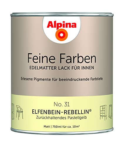 Alpina Feine Farben Lack No. 31 Elfenbein-Rebellin® edelmatt 750ml - Zurückhaltendes Pastellgelb von Alpina