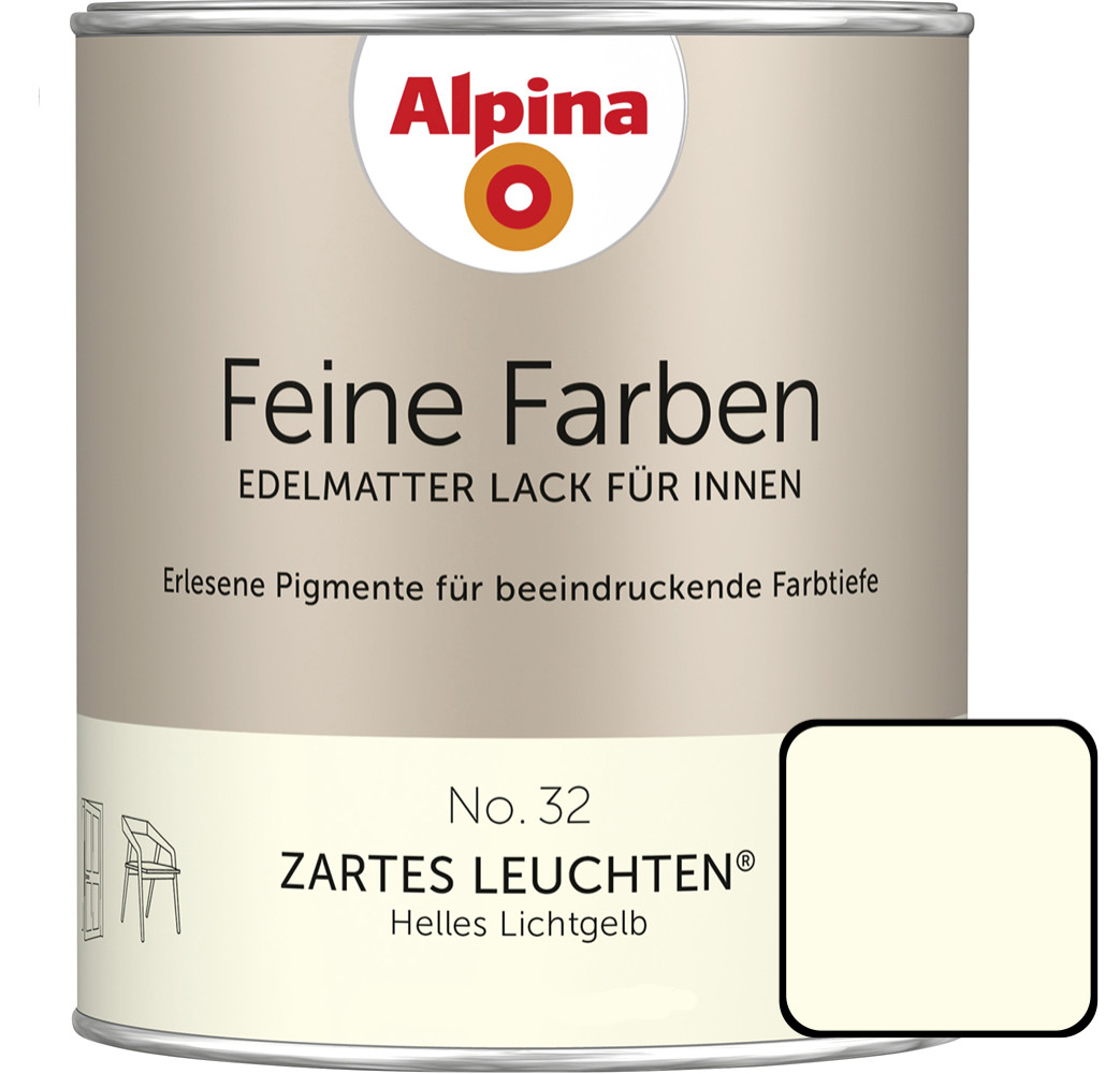 Alpina Feine Farben Lack No. 32 Zartes Leuchten  lichtgelb edelmatt 750 ml von Alpina