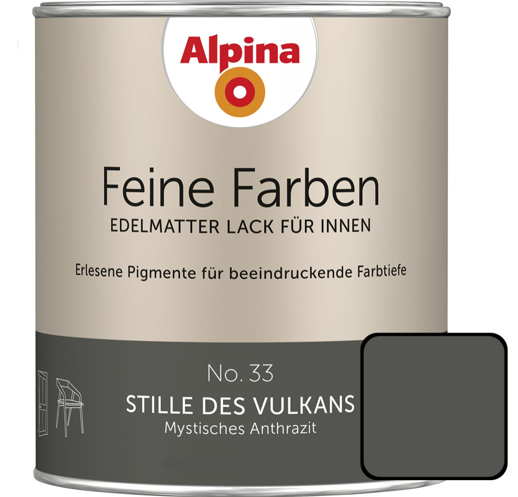 Alpina Feine Farben Lack No. 33 Stille des Vulkans  anthrazit edelmatt 750 ml von Alpina