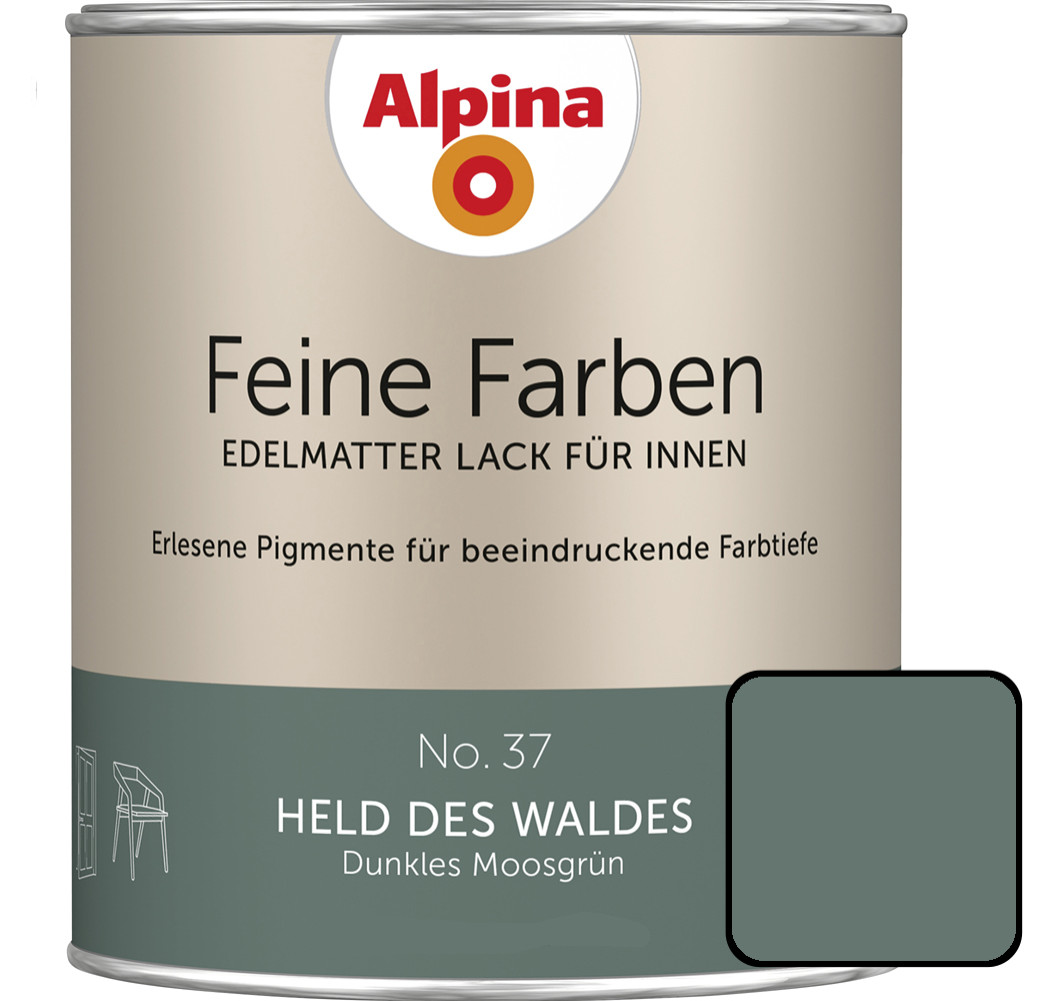 Alpina Feine Farben Lack No. 37 Held des Waldes  moosgrün edelmatt 750 ml von Alpina