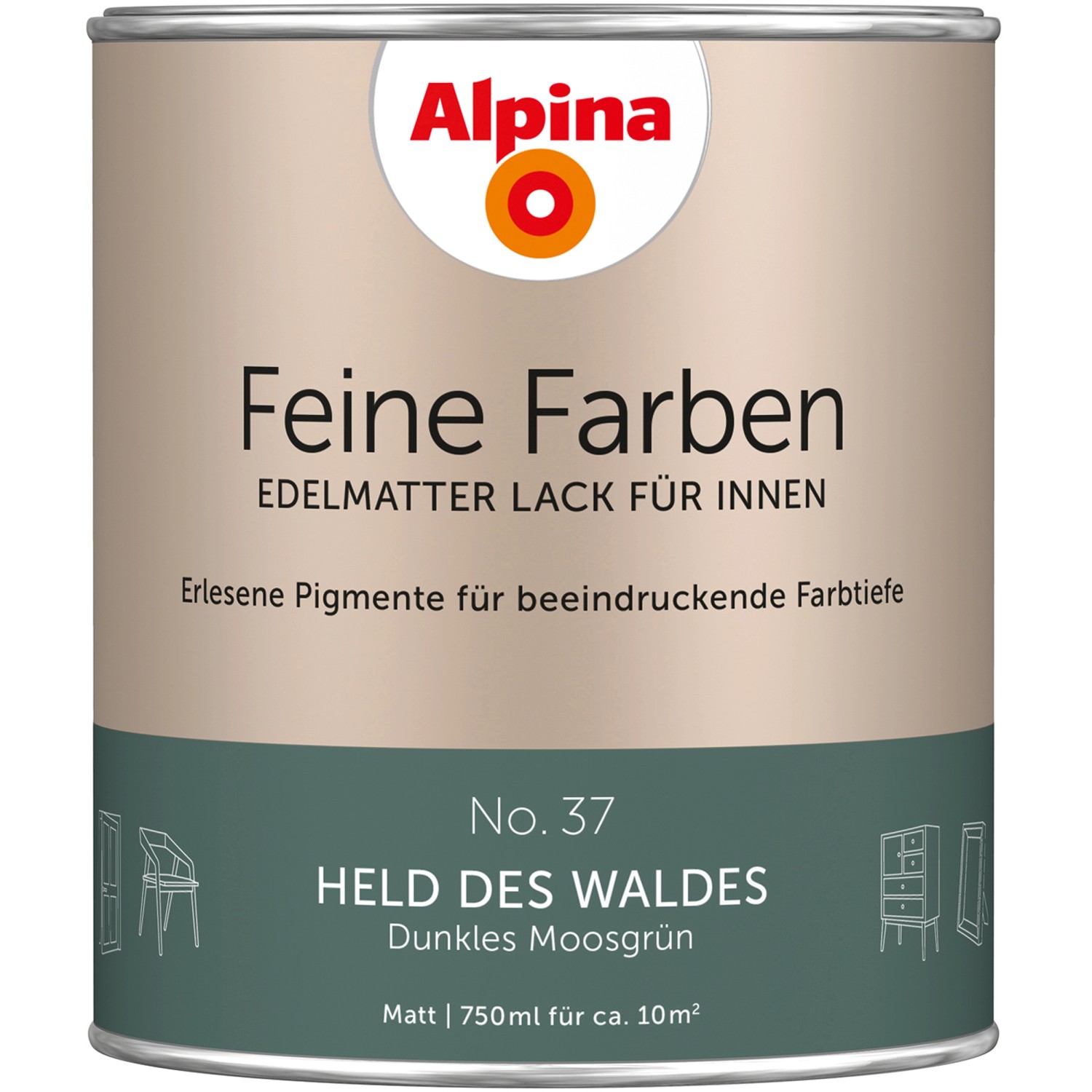 Alpina Feine Farben Lack No. 37 Held des Waldes® Grün edelmatt 750 ml von Alpina