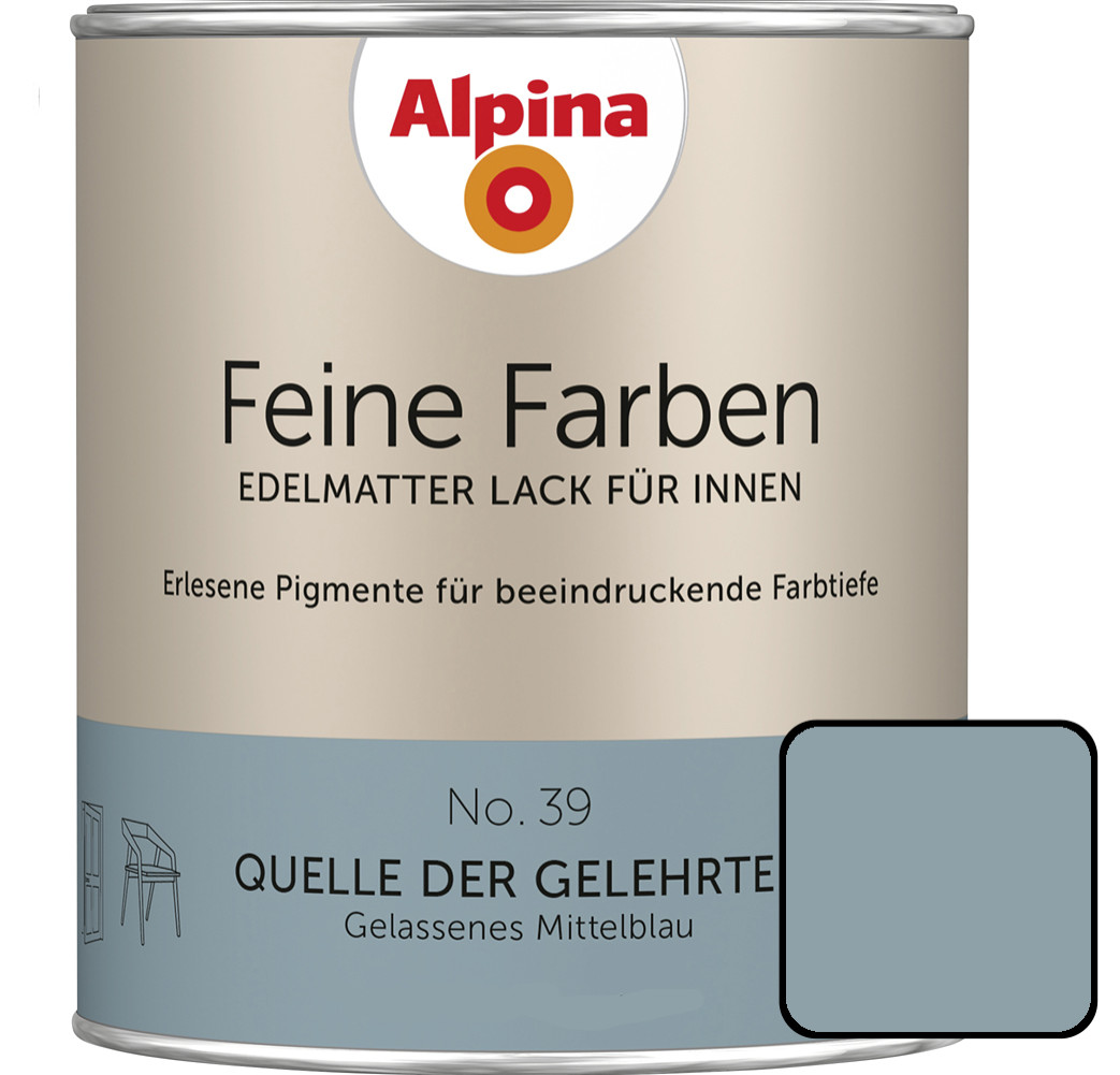 Alpina Feine Farben Lack No. 39 Quelle der Gelehrten  mittelblau edelmatt 750 ml von Alpina