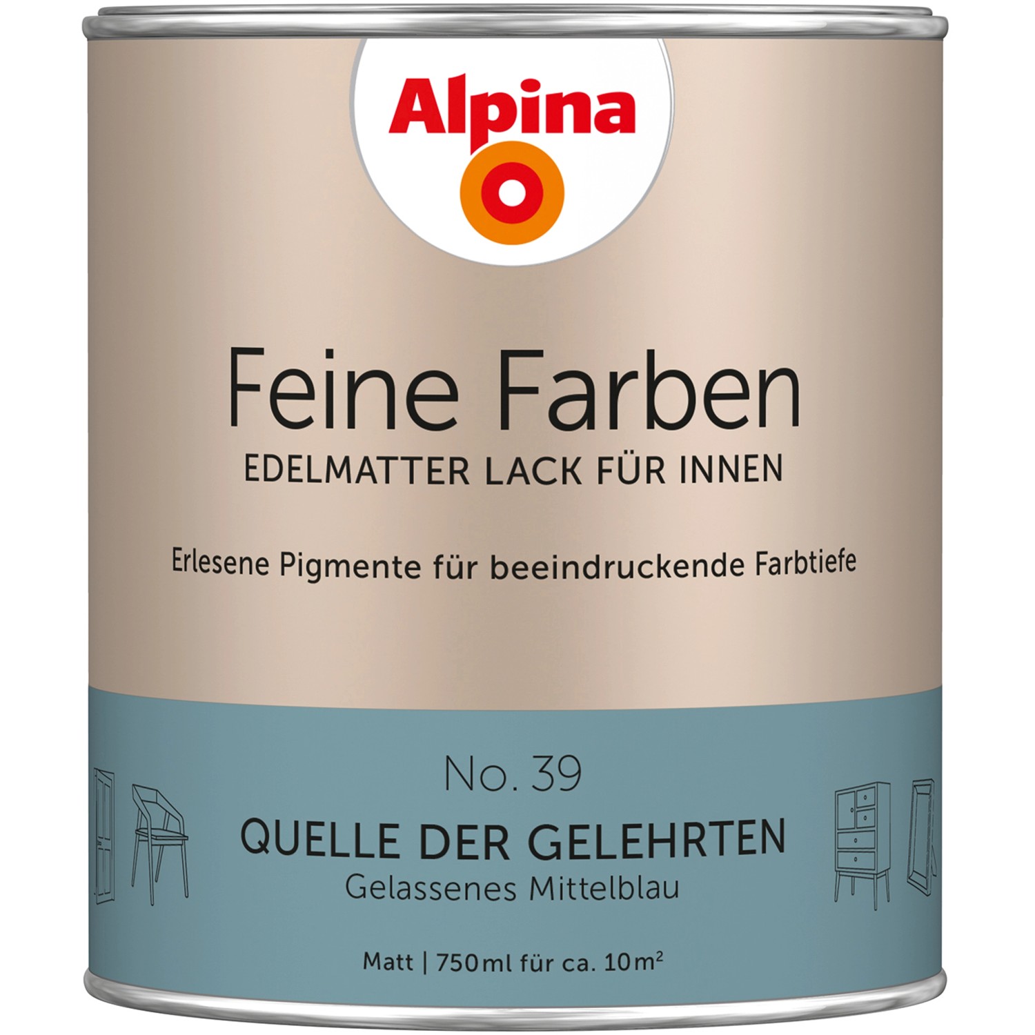 Alpina Feine Farben Lack No. 39 Quelle der Gelehrten® Blau edelmatt 750 ml von Alpina