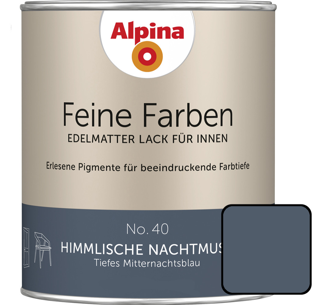 Alpina Feine Farben Lack No. 40 Himmlische Nachtmusik  mitternachtsblau edelmatt 750 ml von Alpina