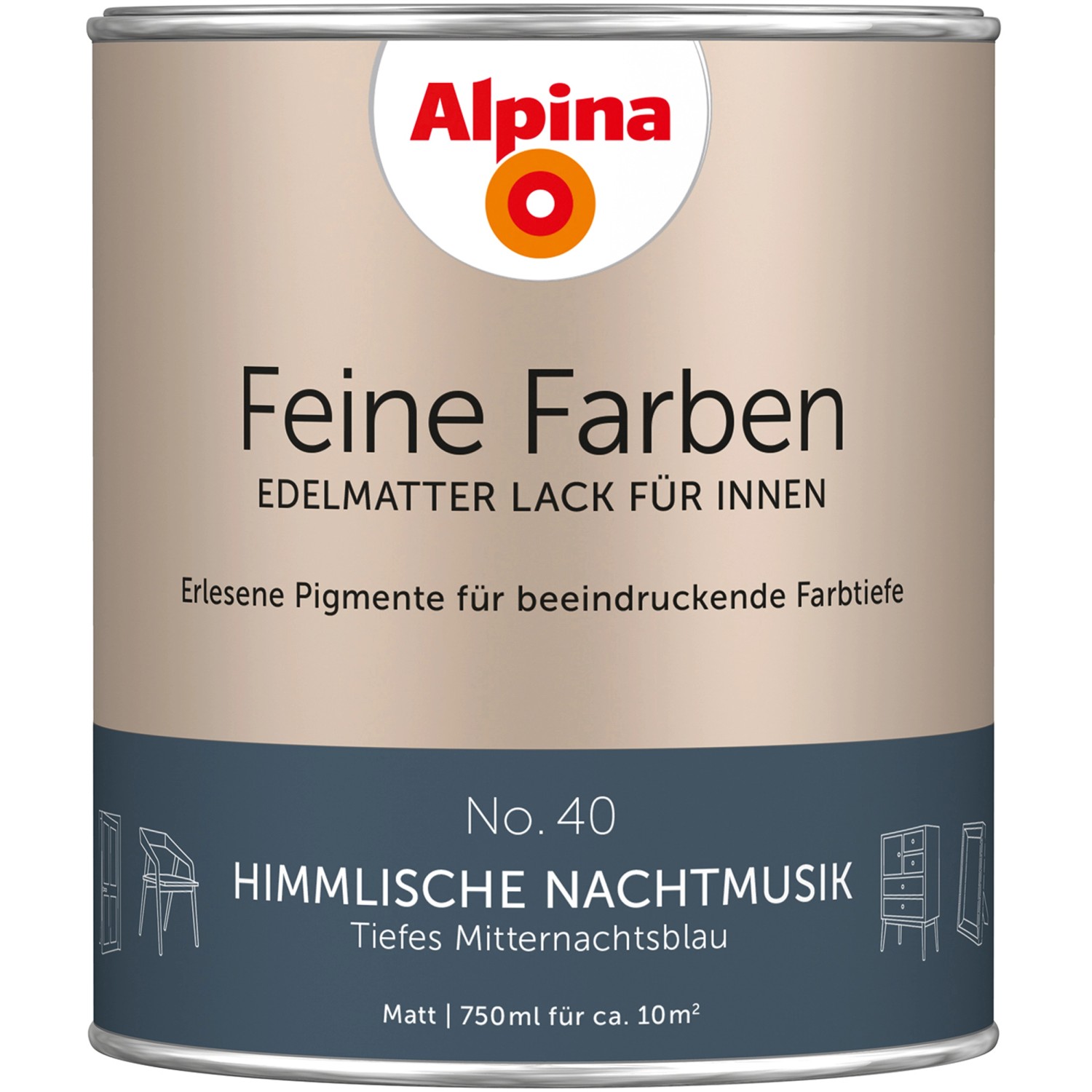 Alpina Feine Farben Lack No. 40 Himmlische Nachtmusik® Blau edelmatt 750 ml von Alpina