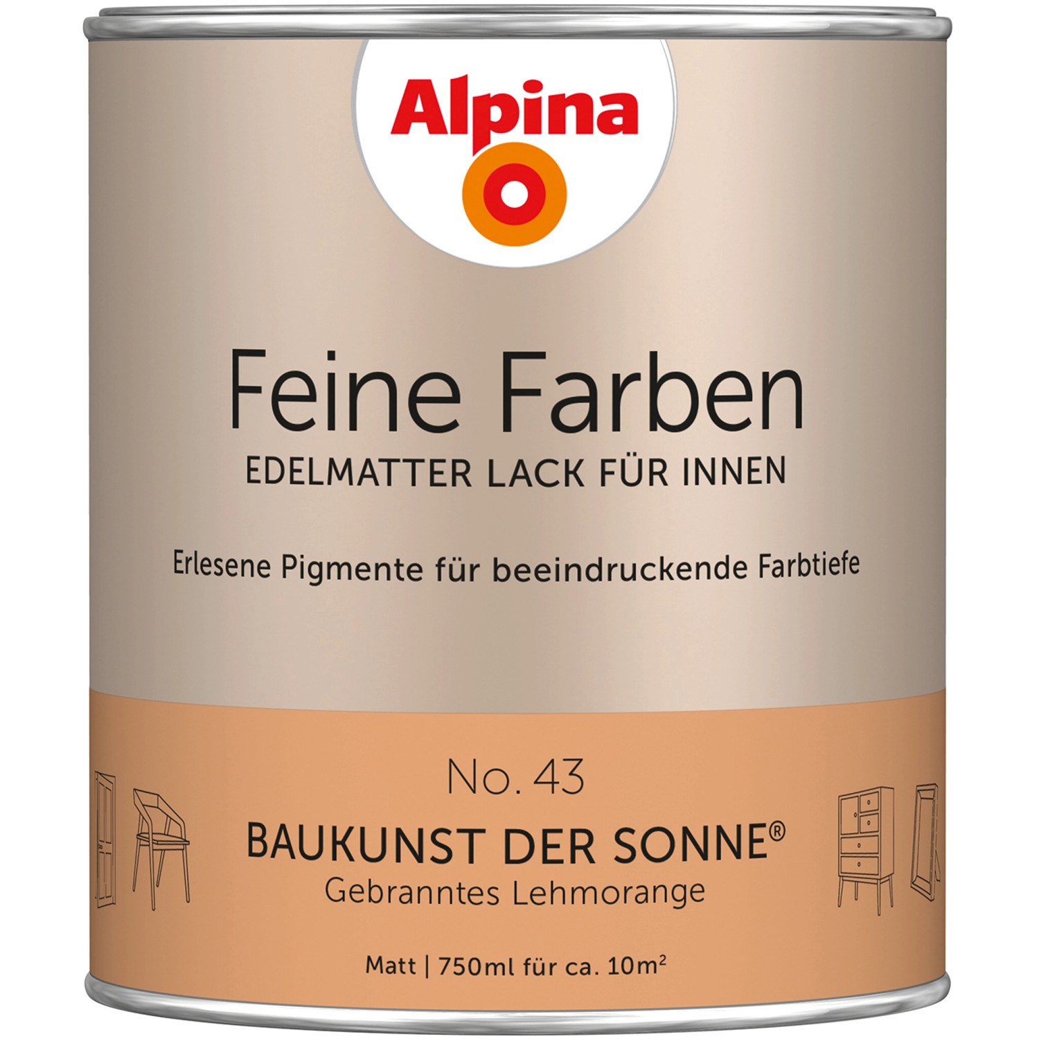 Alpina Feine Farben Lack No. 43 Baukunst der Sonne® Orange edelmatt 750 ml von Alpina