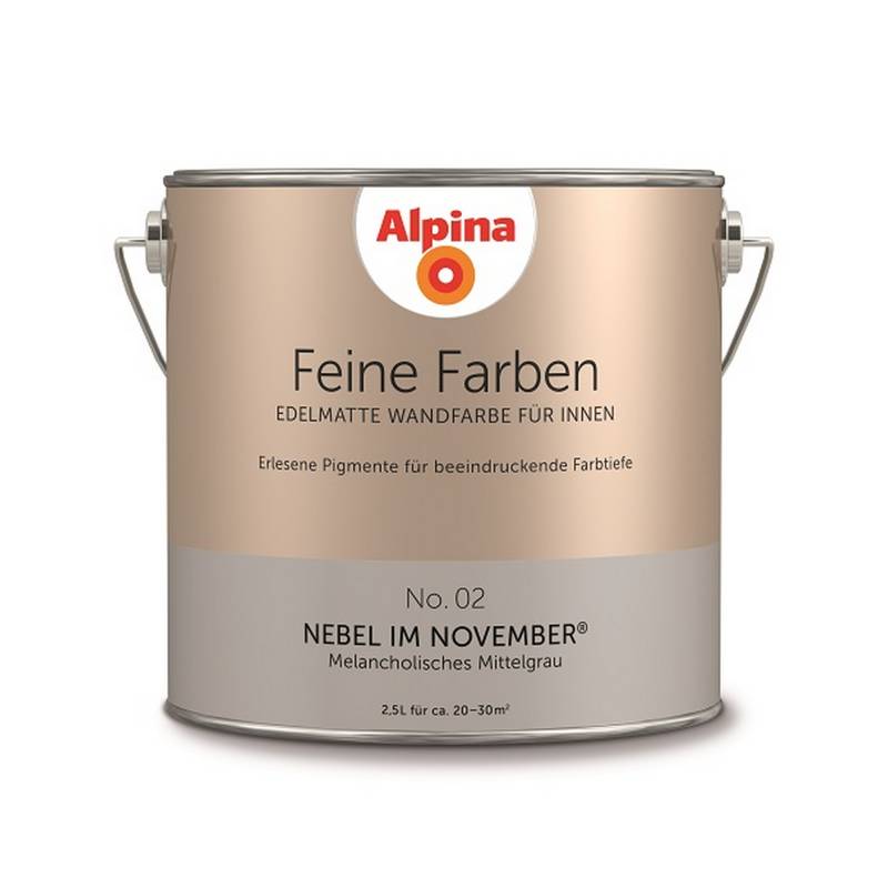 Alpina Feine Farben 'Nebel im November' mittelgrau matt 2,5 l von Alpina