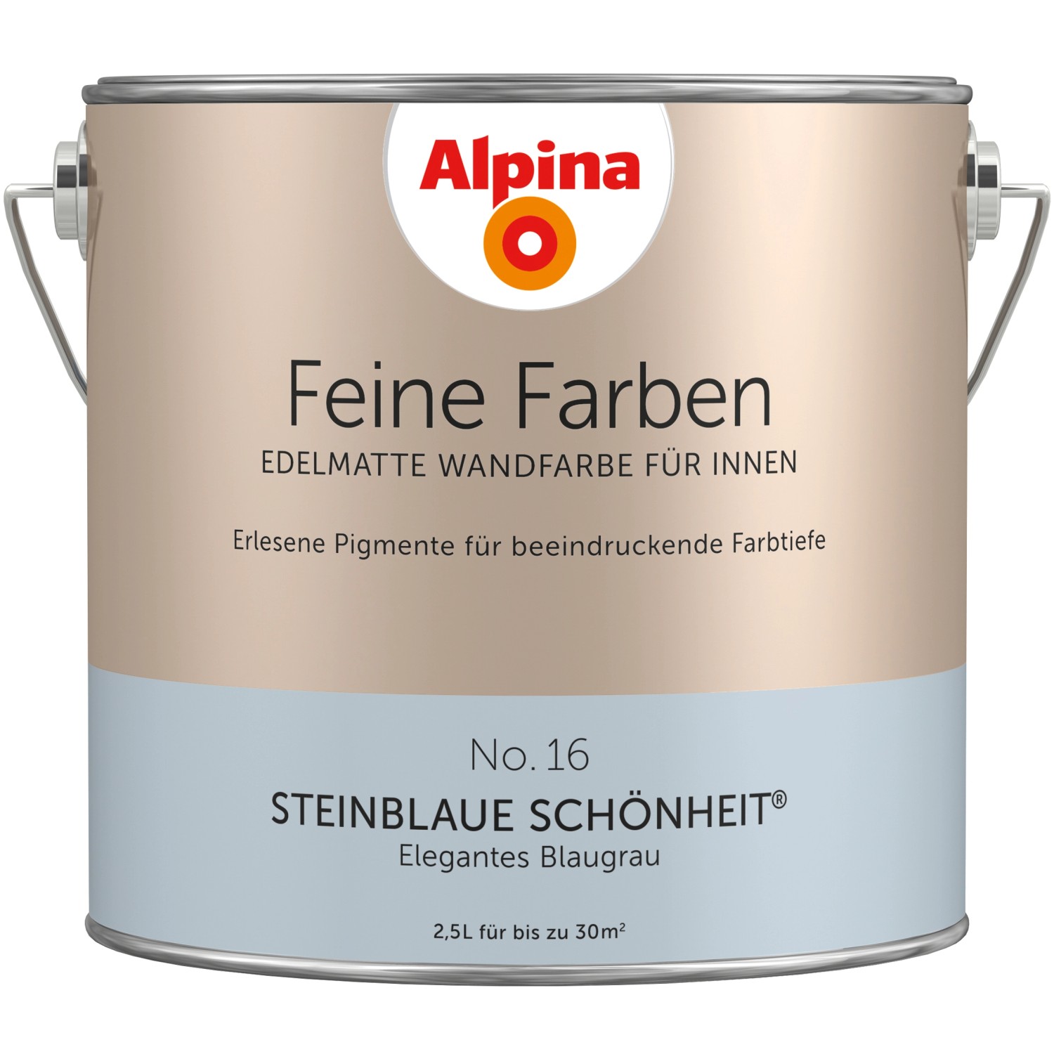 Alpina Feine Farben No. 16 Steinblaue Schönheit® Blau-Grau edelmatt 2,5 l von Alpina