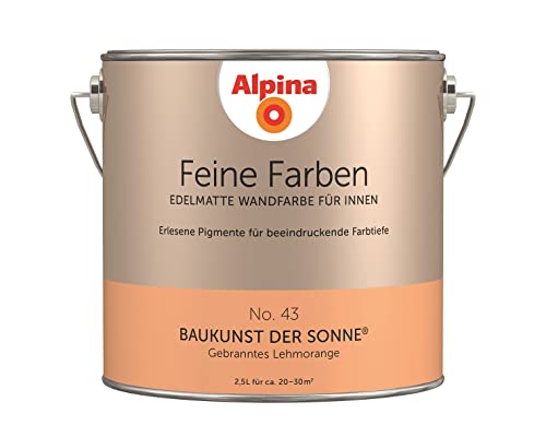Alpina Feine Farben – No. 43 Baukunst der Sonne® – edelmatte Innenfarbe - Wandfarben für einzigartige Farbwirkungen und Raumstimmungen – Gebranntes Lehmorange – 2,5 Liter Alpina Feine Farben – No. 43 Baukunst der Sonne® – edelmatte Innenfarbe - Wandfarben für einzigartige Farbwirkungen und Raumstimmungen – Gebranntes Lehmorange – 2,5 Liter von Alpina