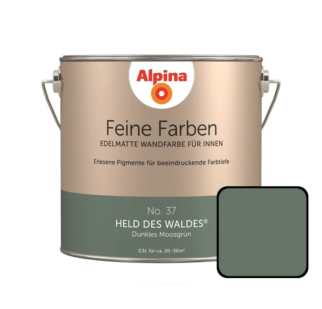 Alpina Feine Farben No. 37 Held des Waldes 2,5 L dunkles moosgrün edelmatt von Alpina