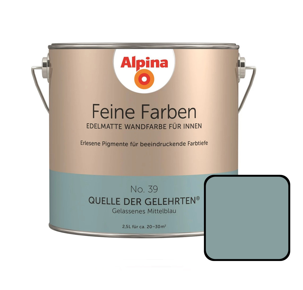 Alpina Feine Farben No. 39 Quelle der Gelehrten 2,5 L gelassenes mittelblau edelmatt von Alpina