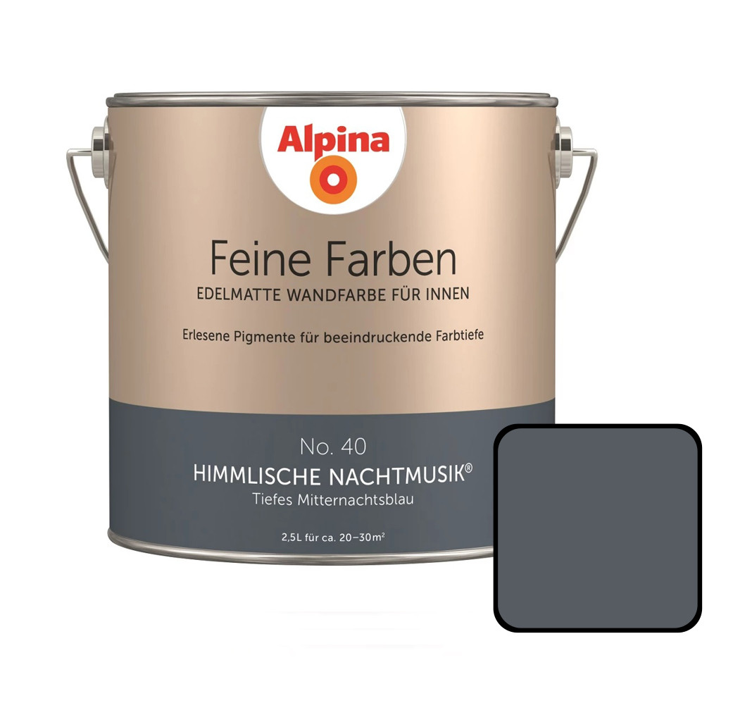Alpina Feine Farben No. 40 Himmlische Nachtmusik 2,5 L tiefes mitternachtsblau edelmatt von Alpina