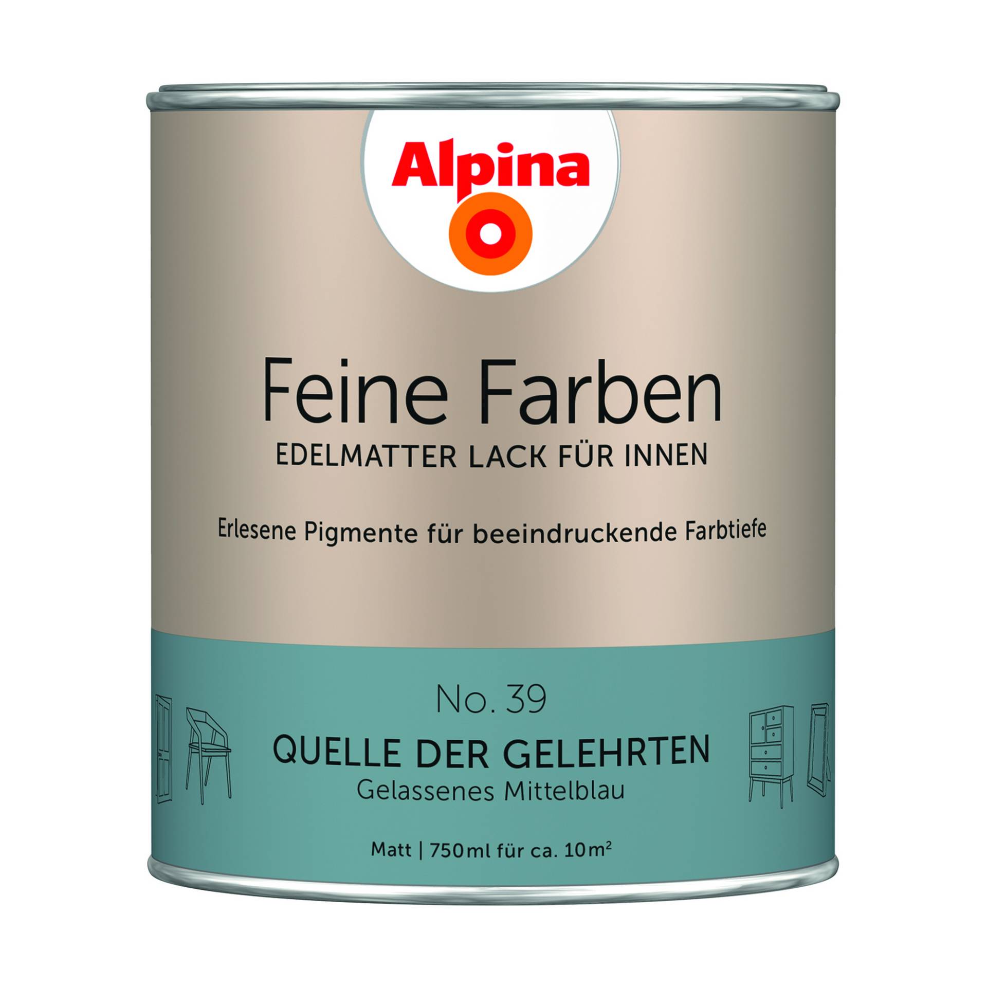 Alpina Feine Farben 'Quelle der Gelehrten' mittelblau matt 750 ml von Alpina