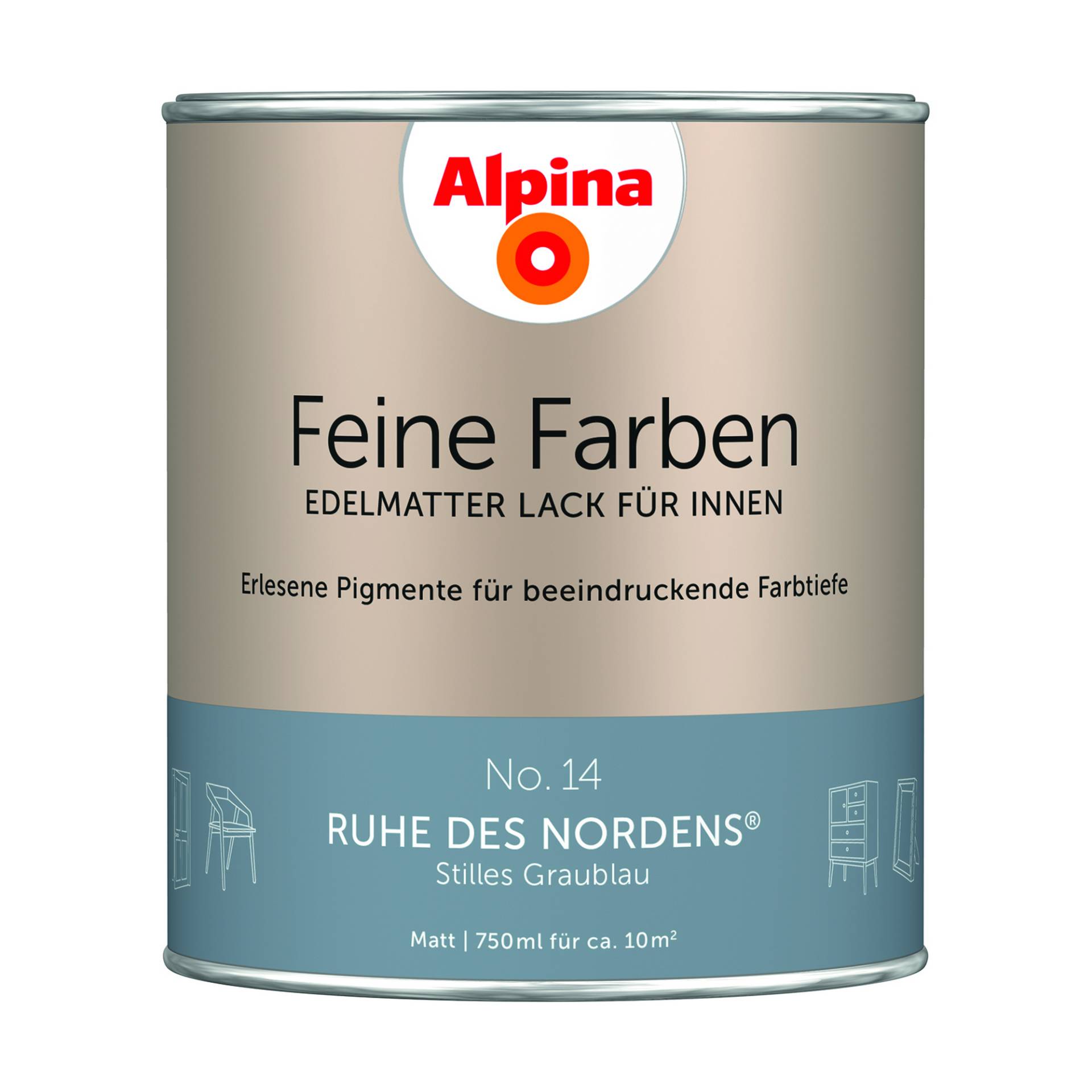 Alpina Feine Farben 'Ruhe des Nordens' graublau matt 750 ml von Alpina