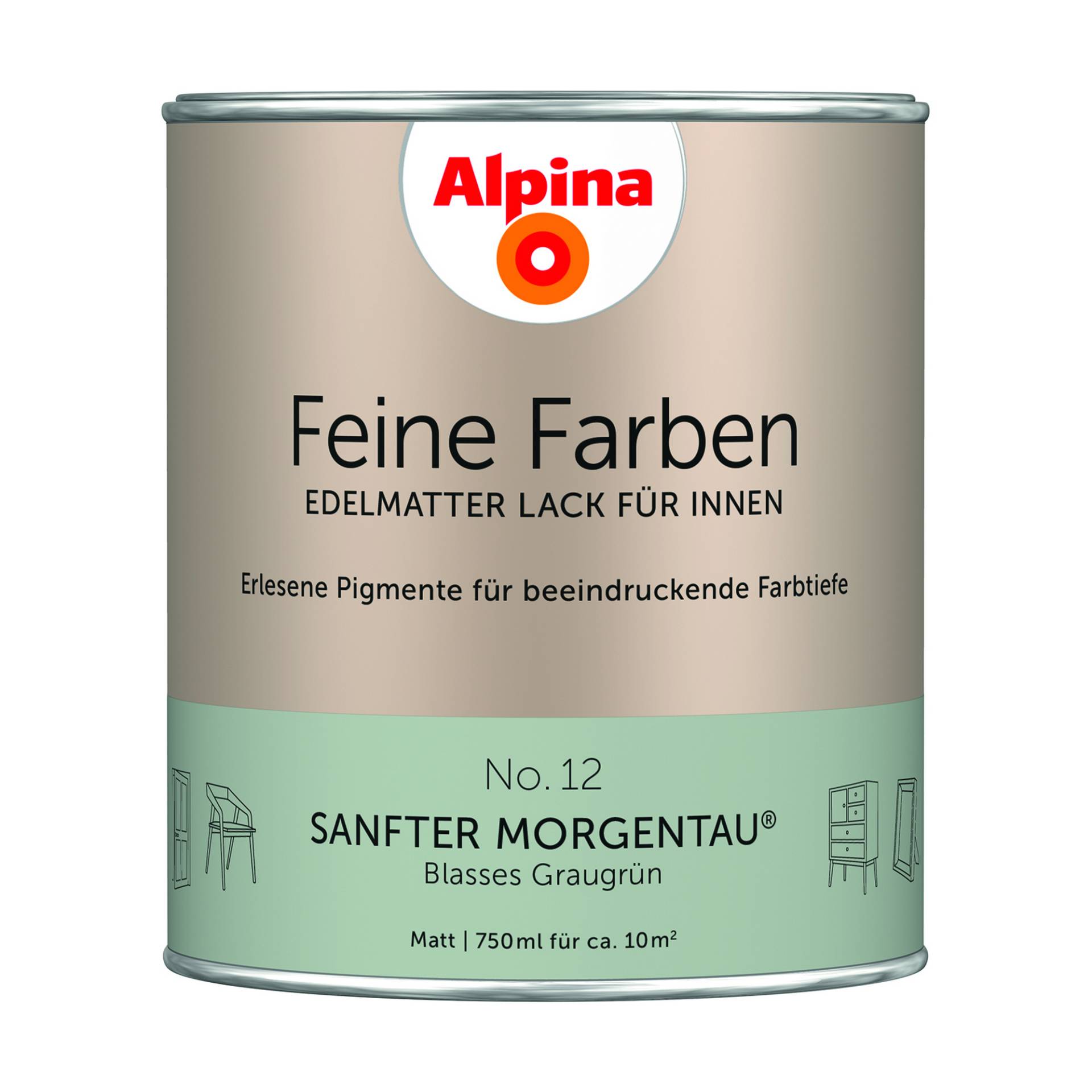Alpina Feine Farben 'Sanfter Morgentau' graugrün matt 750 ml von Alpina