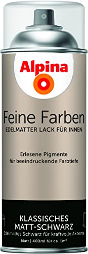 Alpina Feine Farben Sprühlacke – Klassisches Matt-Schwarz – edelmatter Sprühlack für innen – für eine beeindruckende Farbtiefe – geruchsarm & schnelltrocknend – 400ml von Alpina
