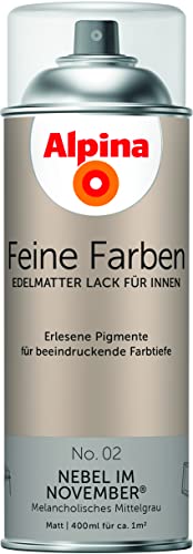 Alpina Feine Farben Sprühlacke – No. 02 Nebel im November – edelmatter Sprühlack für innen – für eine beeindruckende Farbtiefe – geruchsarm & schnelltrocknend – 400ml von Alpina