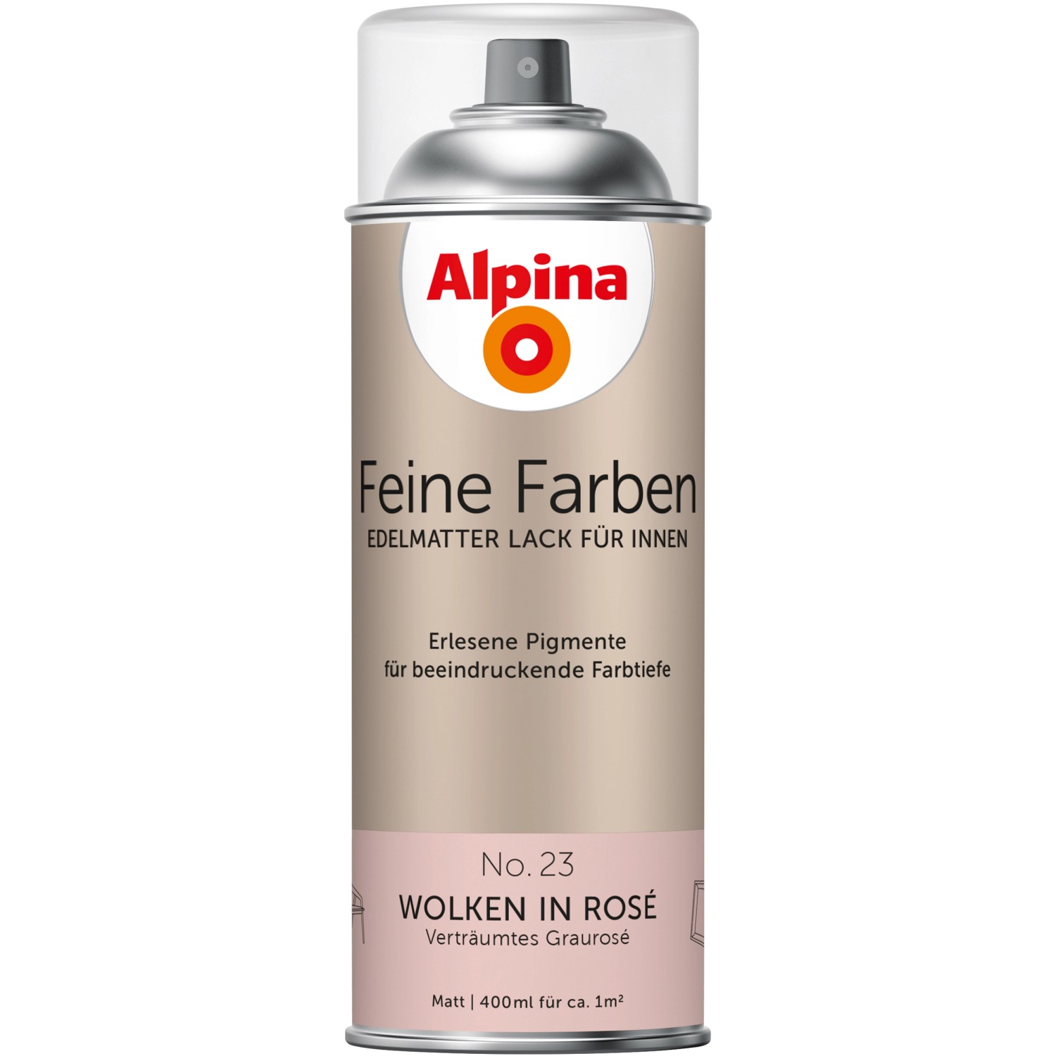 Alpina Feine Farben Sprühlack No. 23  Wolken in Rosé edelmatt 400 ml von Alpina