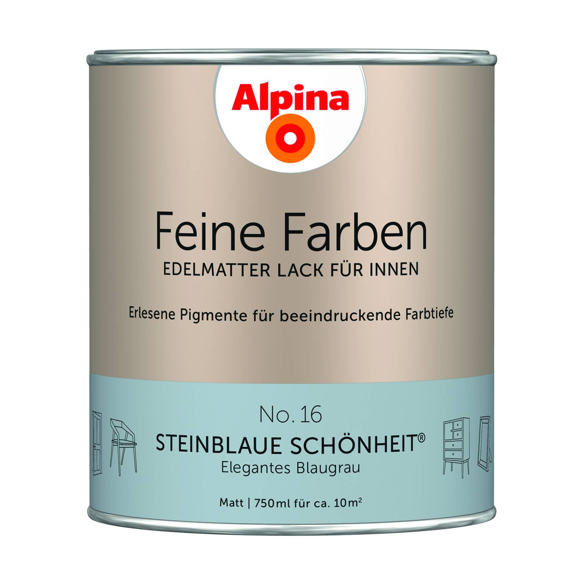 Alpina Feine Farben 'Steinblaue Schönheit' blaugrau matt 750 ml von Alpina