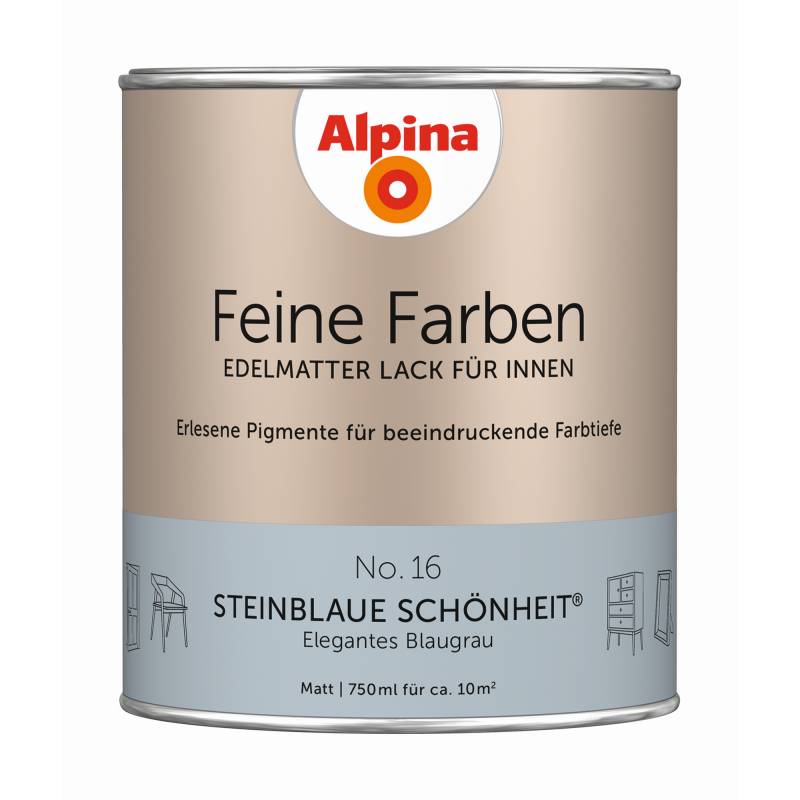 Alpina Feine Farben 'Steinblaue Schönheit' blaugrau matt 750 ml von Alpina