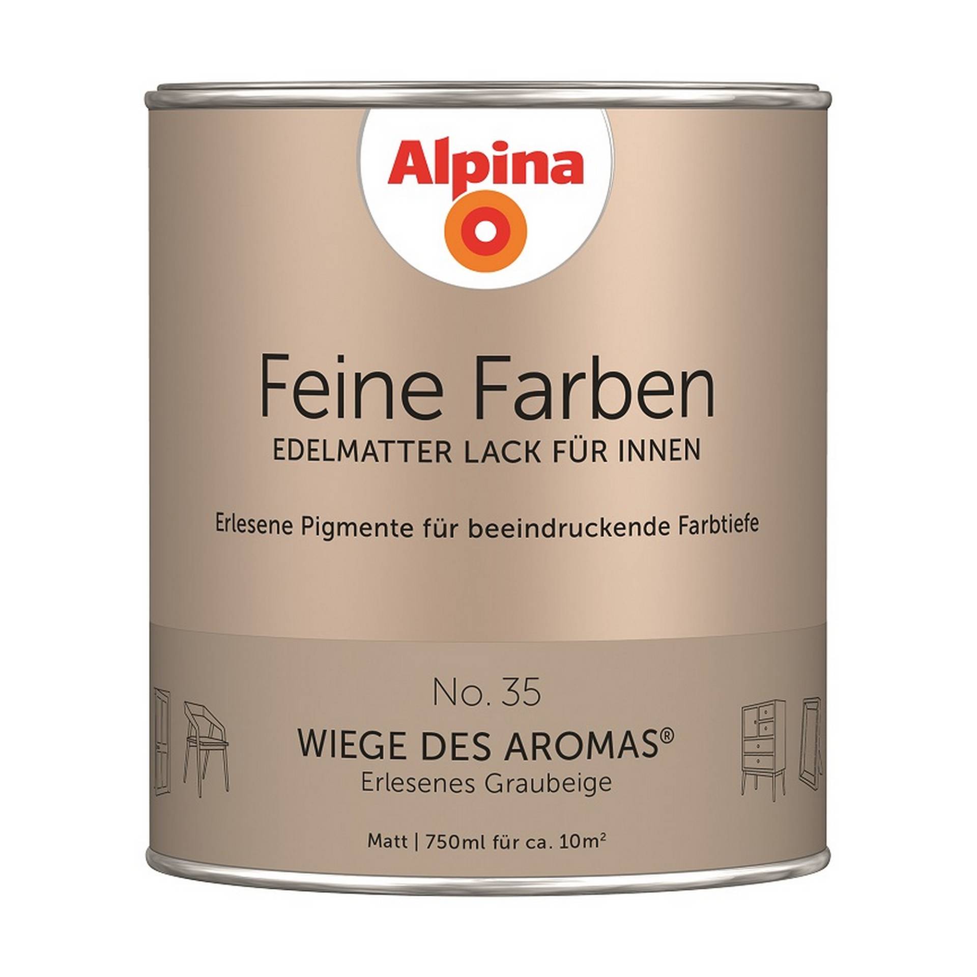 Alpina Feine Farben 'Wiege des Aromas' graubeige matt 750 ml Alpina Feine Farben 'Wiege des Aromas' graubeige matt 750 ml von Alpina