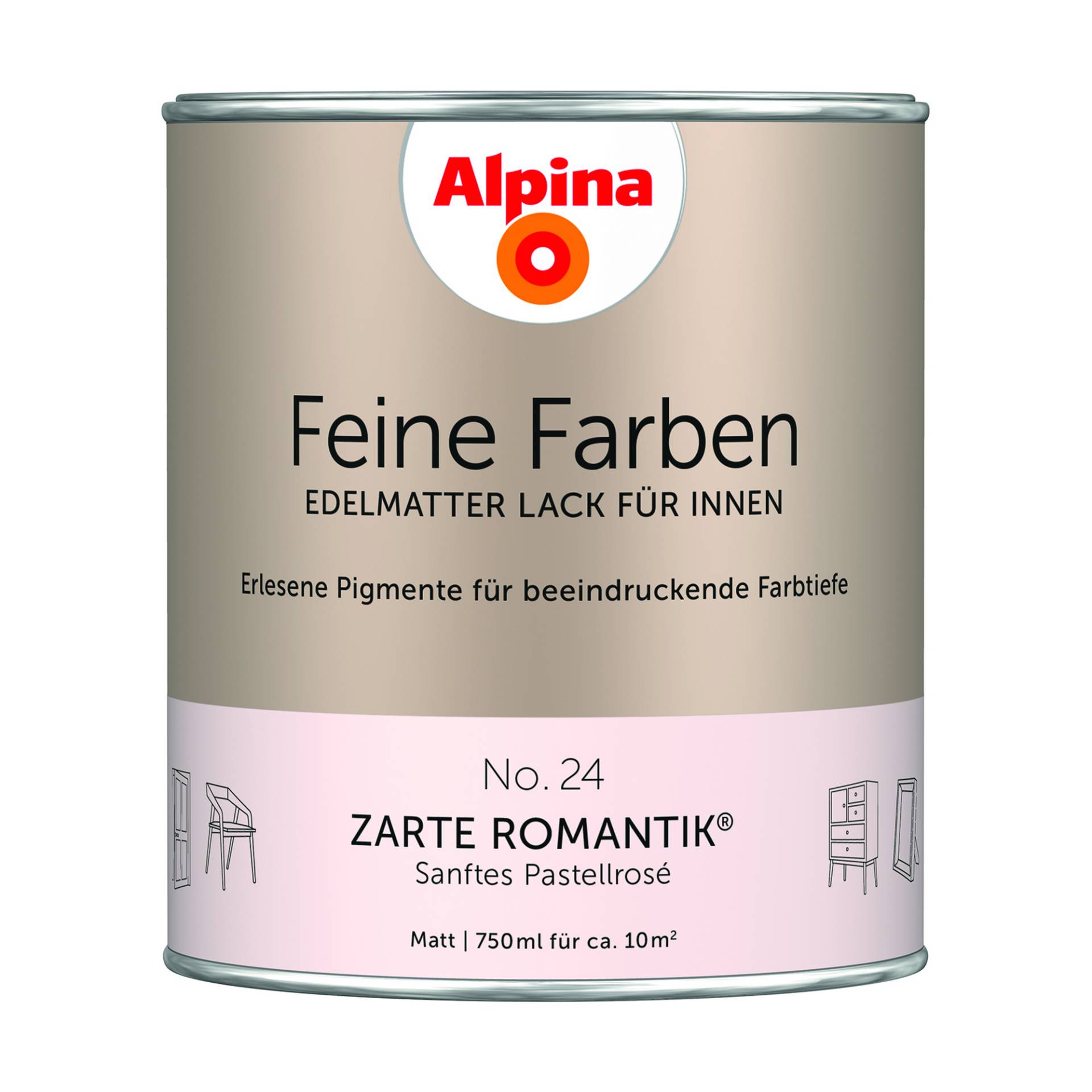 Alpina Feine Farben 'Zarte Romantik' pastellrosa matt 750 ml von Alpina