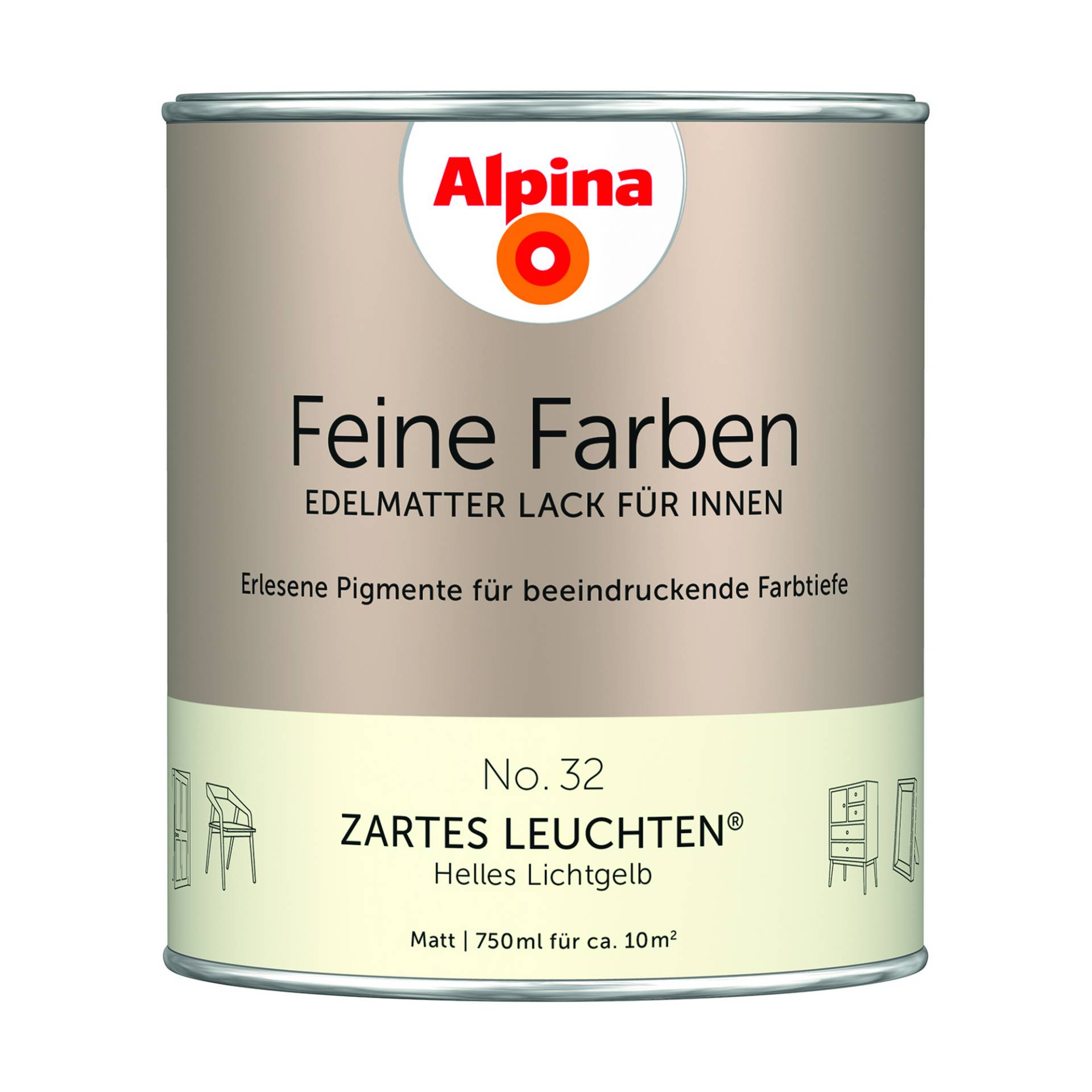 Alpina Feine Farben 'Zartes Leuchten' hellgelb matt 750 ml von Alpina