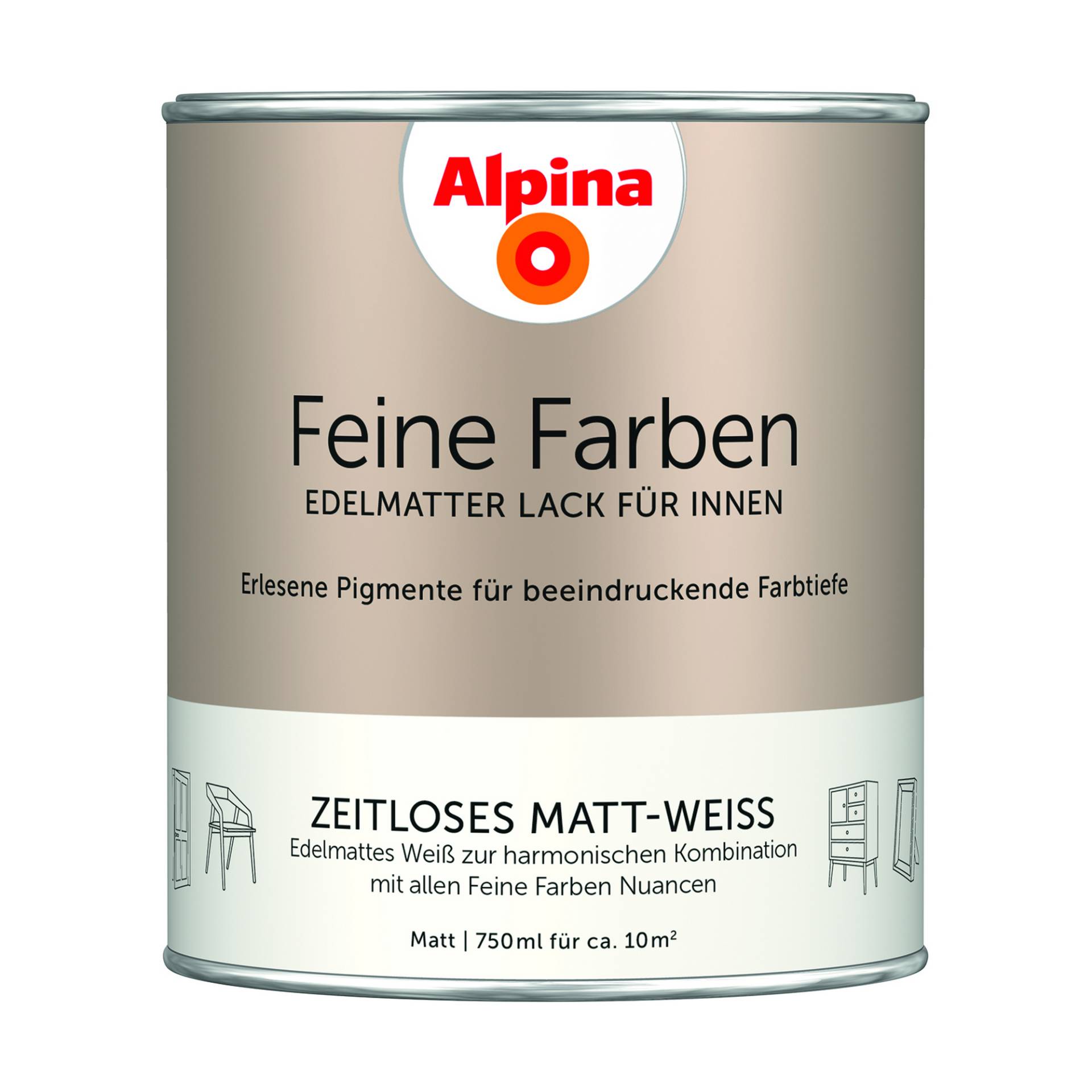 Alpina Feine Farben 'Zeitloses Matt-Weiß' matt 750 ml von Alpina