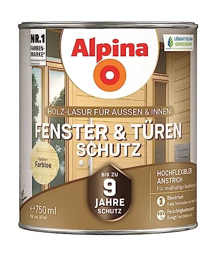Alpina Fenster- und Türenlasur 0,75L farblos von Alpina