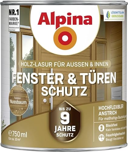 Alpina Fenster- und Türenlasur 0,75L nussbaum von Alpina