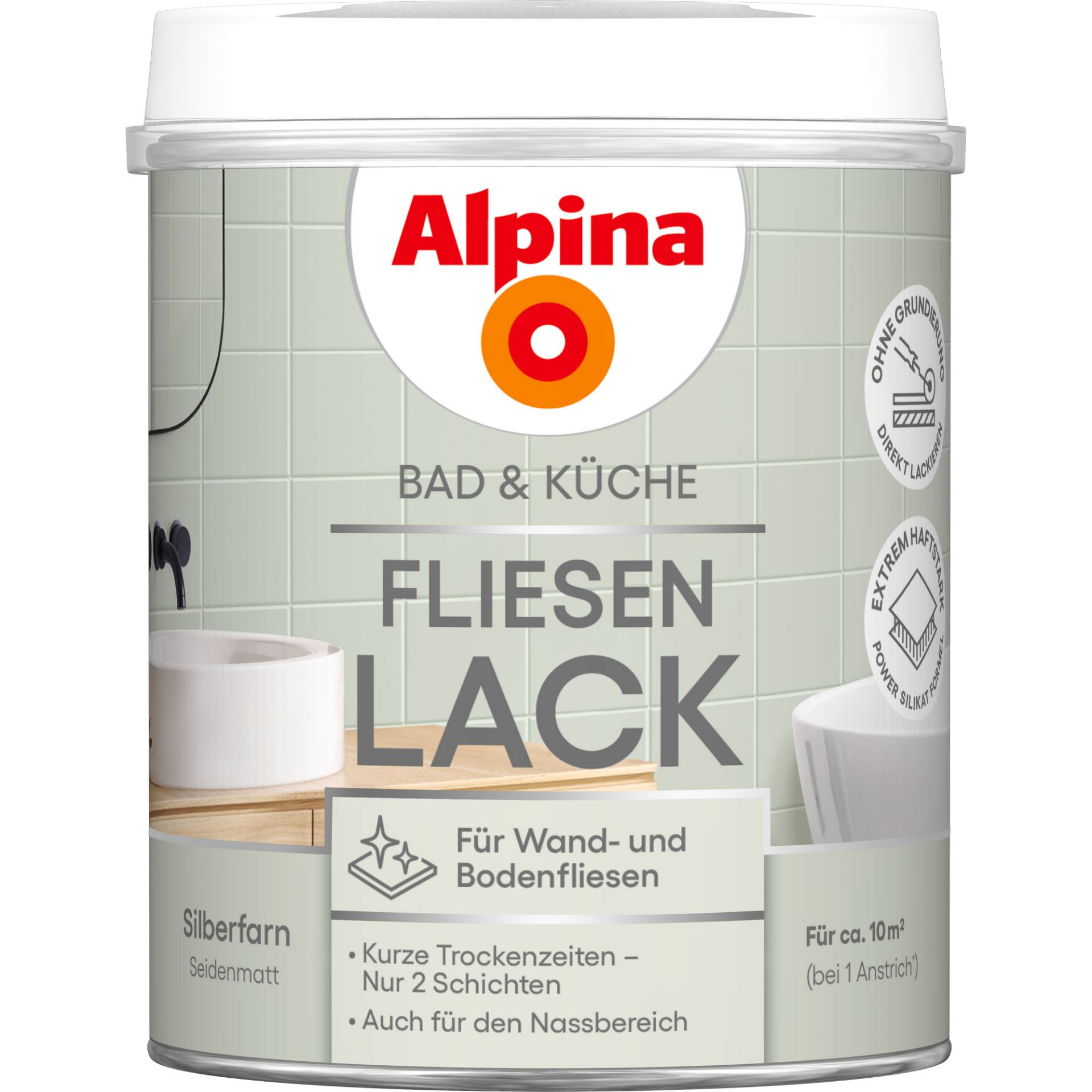 Alpina Fliesenlack 2K Silberfarn seidenmatt 750 ml Alpina Fliesenlack 2K Silberfarn seidenmatt 750 ml von Alpina