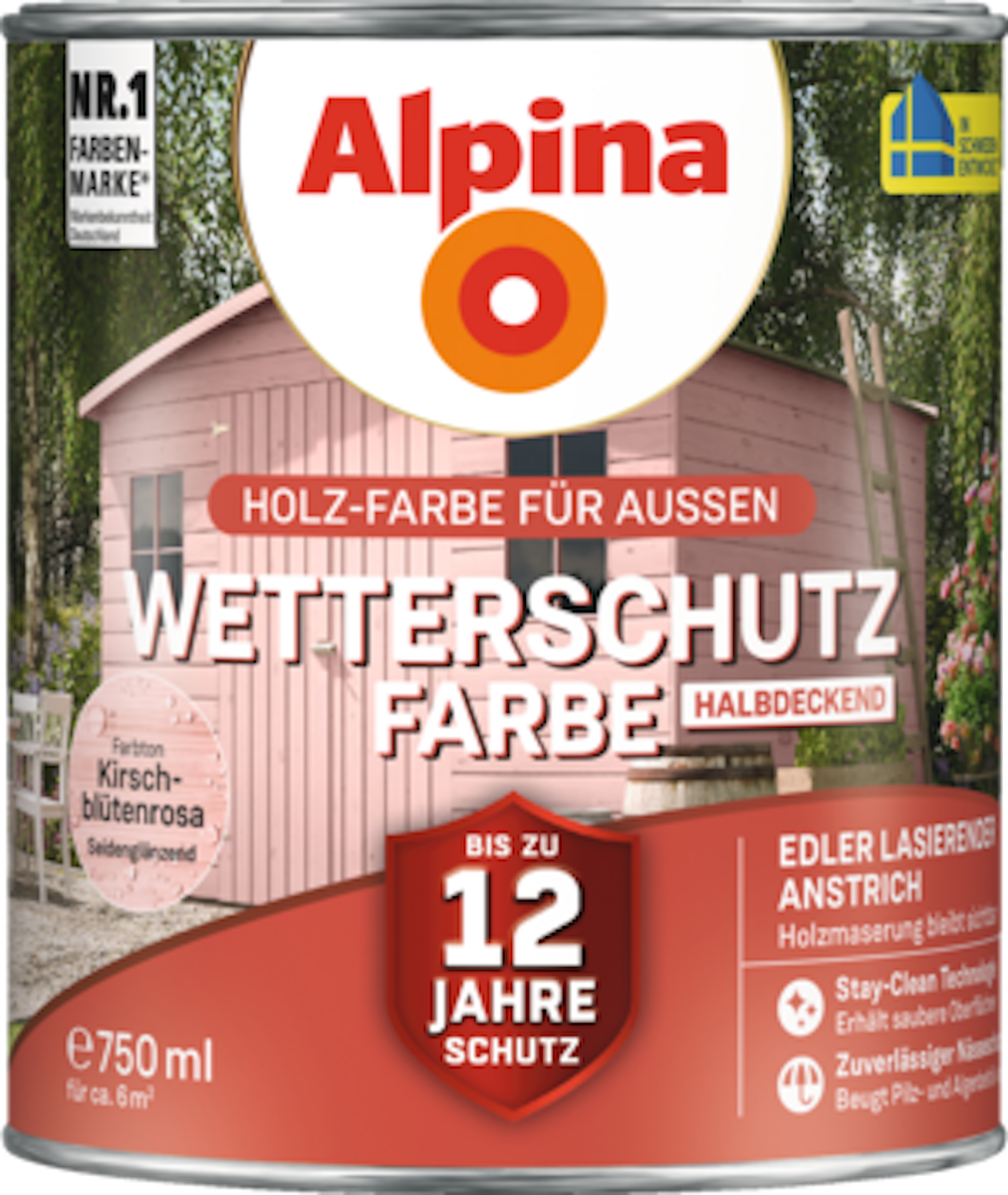 Alpina Holzschutz Wetterschutz-Farbe halbdeckend rosa von Alpina