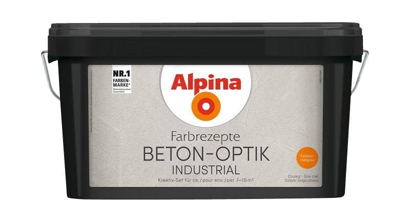 Alpina Innenfarbe Beton-Optik 3 L Basis und 1 L Finish, Hellgrau matt von Alpina