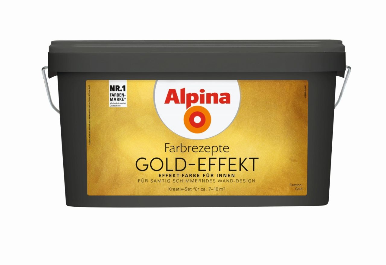 Alpina Innenfarbe Gold-Effekt 3 L Basis und 1 L Finish, samtig-schimmernd von Alpina