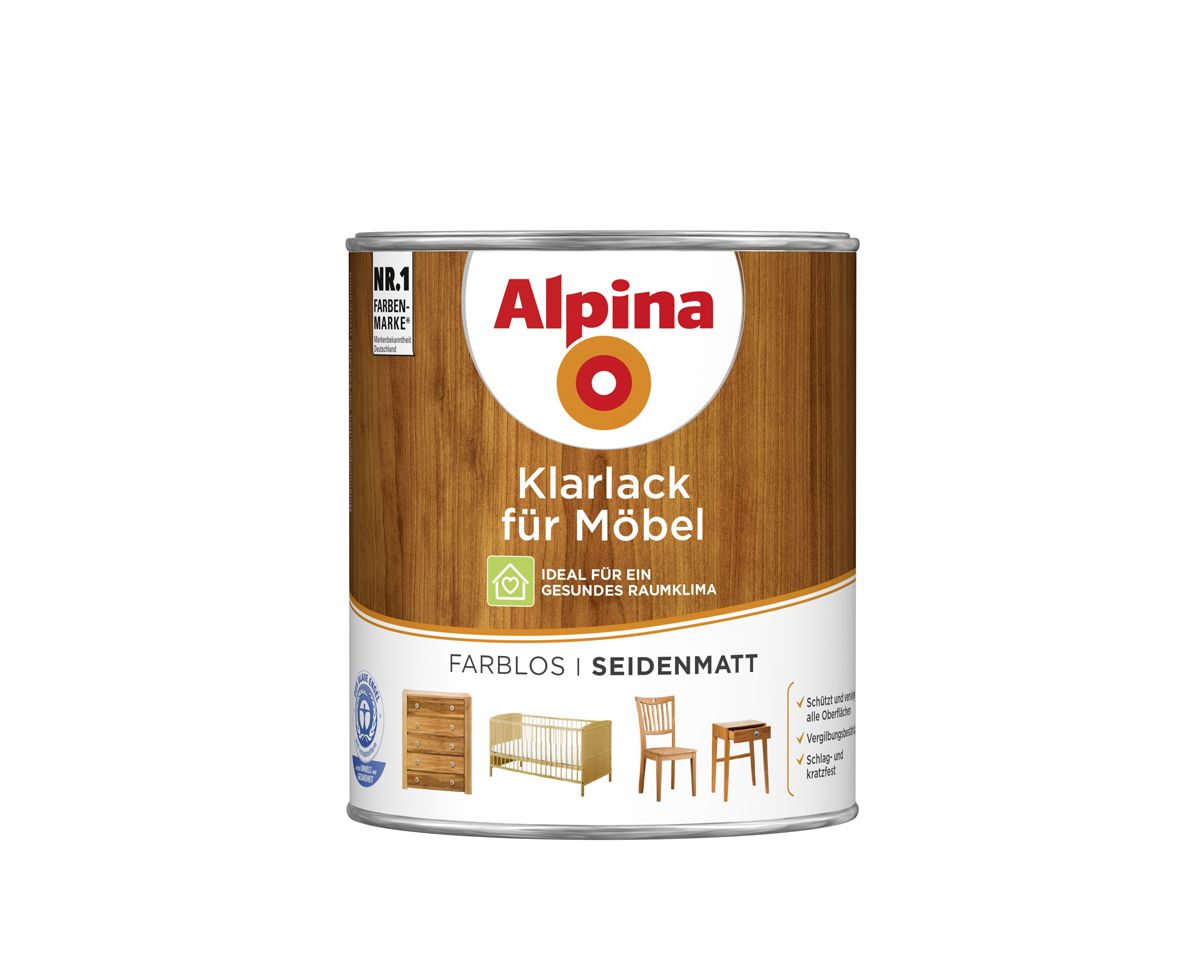 Alpina Klarlack für Möbel 750 ml farblos seidenmatt von Alpina