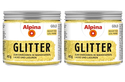 Alpina Kreativ Glitter – Goldener Glitterzusatz zum Einrühren in Wandfarben, Lacke und Lasuren – abriebfest & UV-Stabil - 40g 2er Pack von Alpina