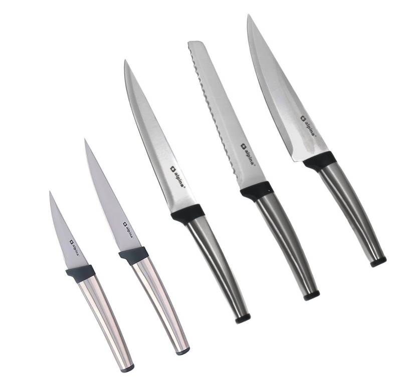Alpina Messerblock 5-teiliges Messer-Set aus rostfreiem Edelstahl, Edelstahl Messer-Set von Alpina