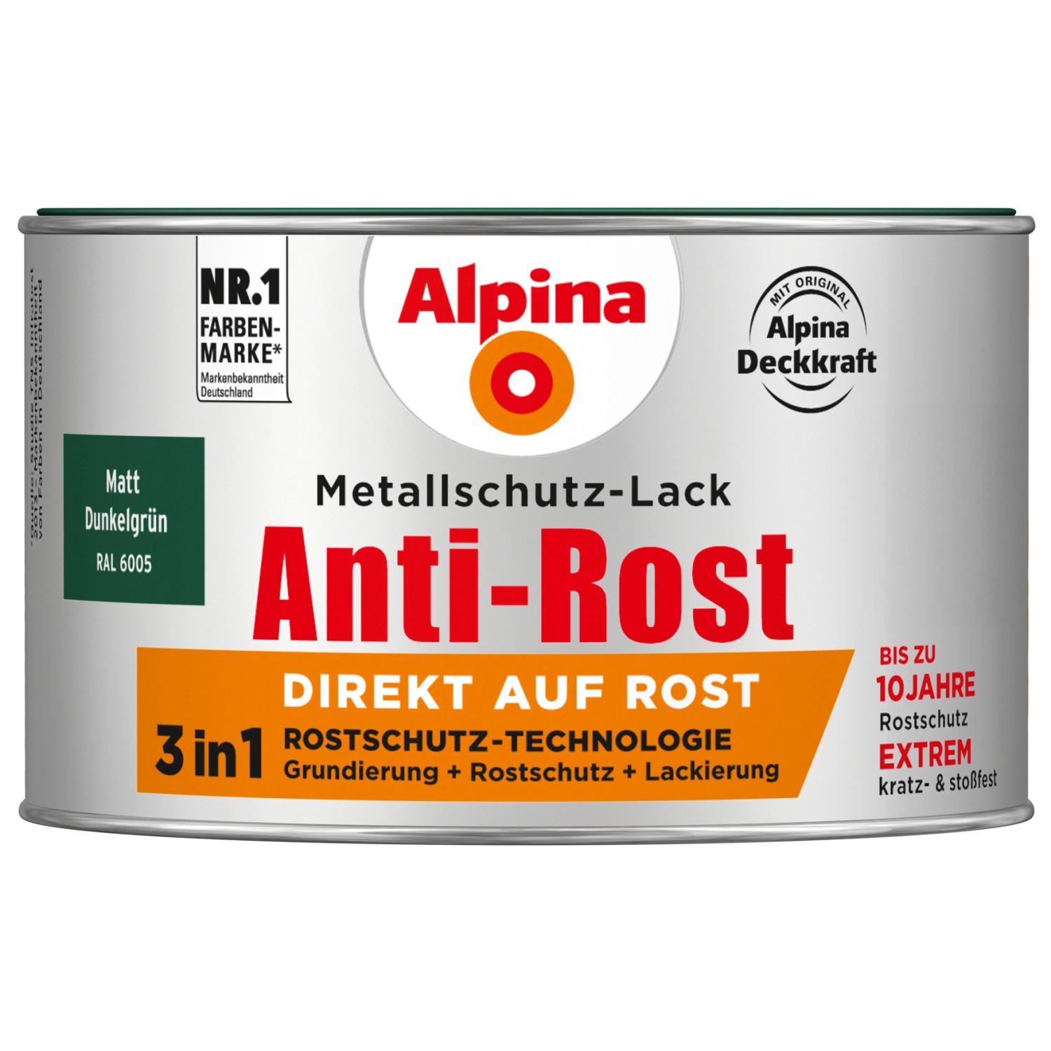 Alpina Metallschutz-Lack Anti-Rost Dunkelgrün matt 300 ml von Alpina