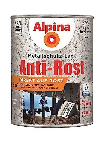 Alpina Metallschutzlack Anti-Rost Hammerschlag Silber 2,5 Liter von Alpina