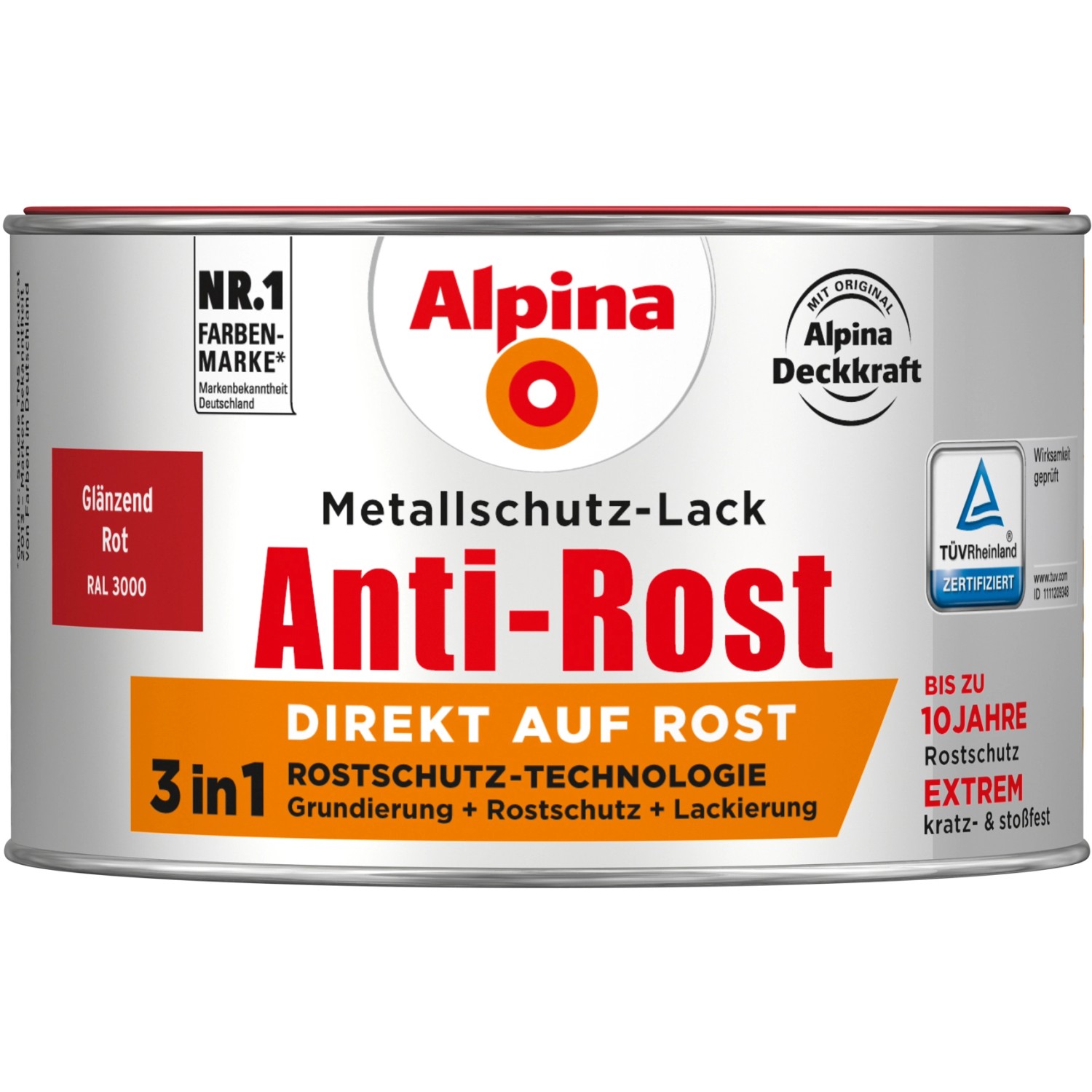 Alpina Metallschutz-Lack Anti-Rost Rot glänzend 300 ml Alpina Metallschutz-Lack Anti-Rost Rot glänzend 300 ml von Alpina