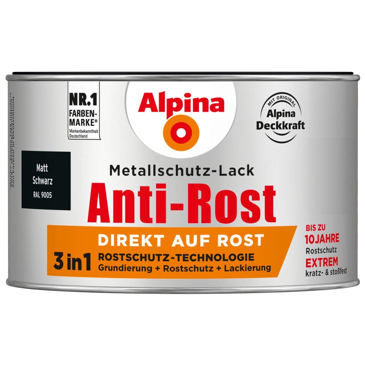 Alpina Metallschutz-Lack Anti-Rost Schwarz matt 300 ml von Alpina