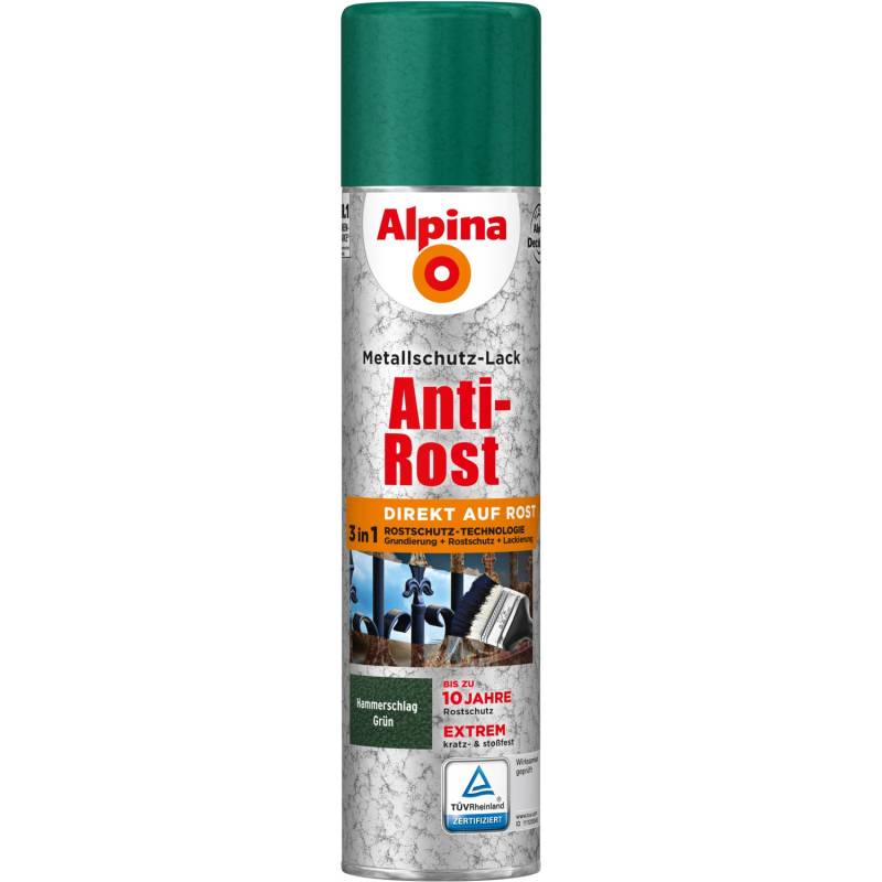 Alpina Metallschutz-Lack Anti-Rost Spray Grün Hammerschlag 400 ml von Alpina