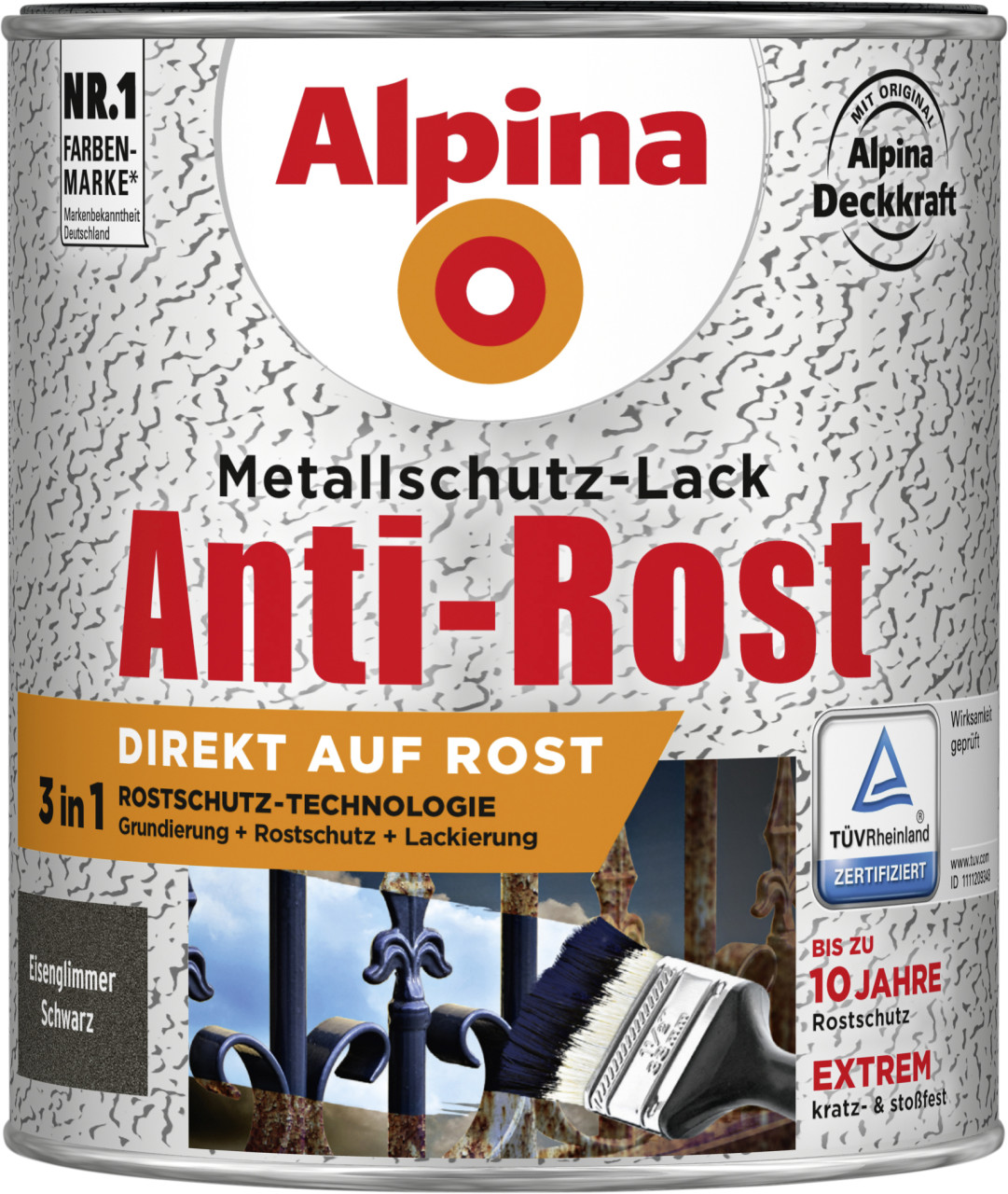 Alpina Metallschutz-Lack Eisenglimmer 750 ml schwarz von Alpina