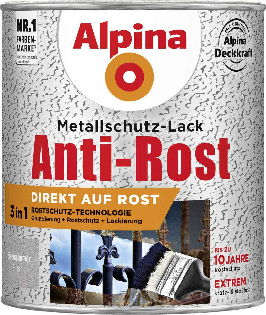 Alpina Metallschutz-Lack Eisenglimmer 750 ml silber von Alpina