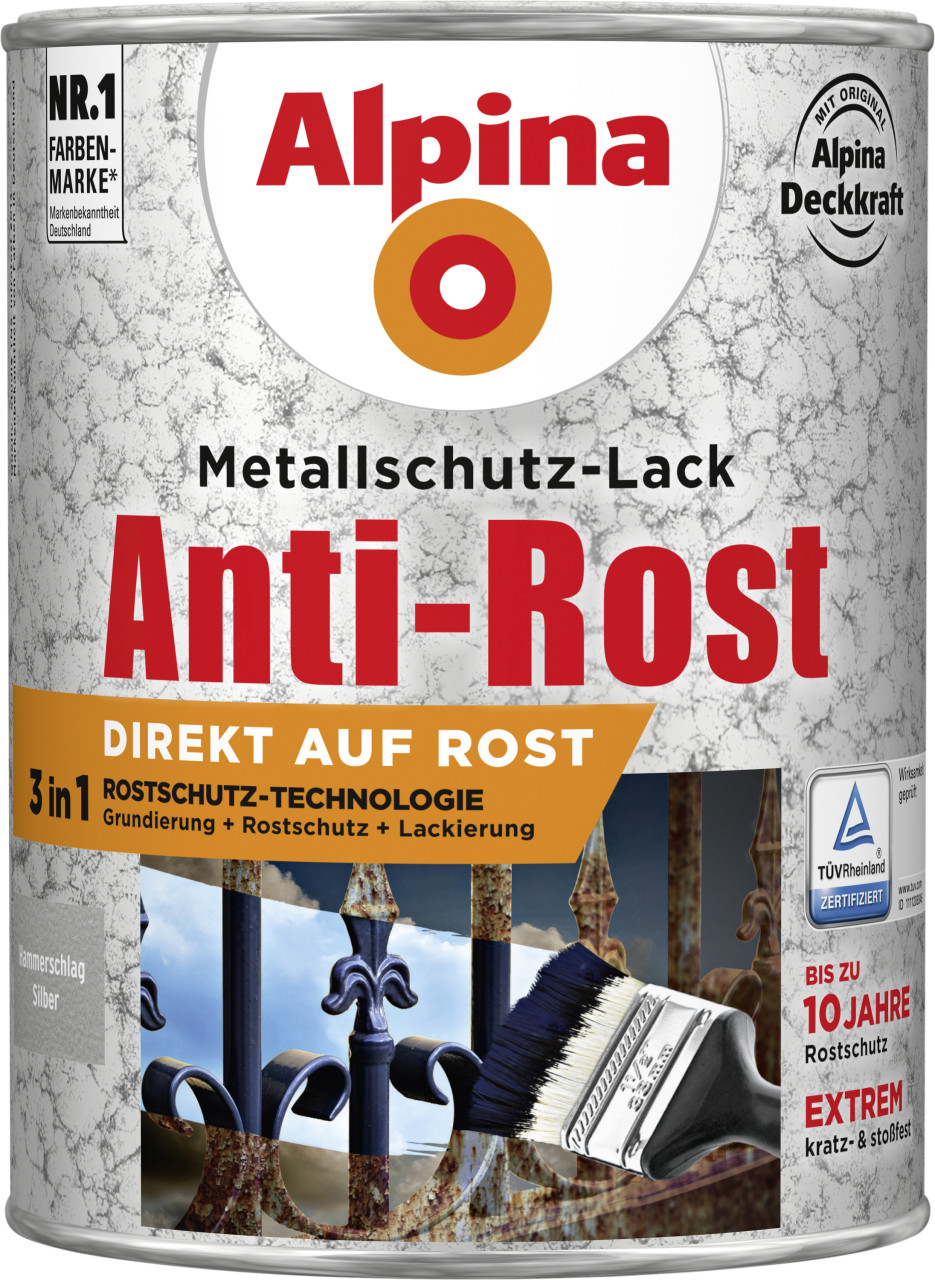 Alpina Metallschutz-Lack Hammerschlag 2,5 L silber von Alpina
