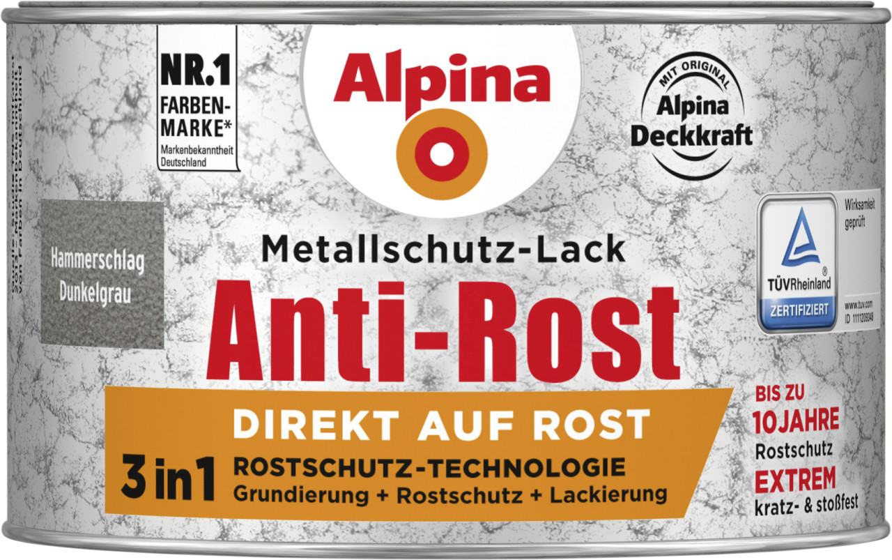 Alpina Metallschutz-Lack Hammerschlag 300 ml dunkelgrau von Alpina