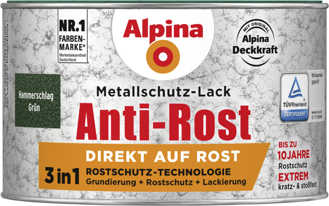 Alpina Metallschutz-Lack Hammerschlag 300 ml grün von Alpina