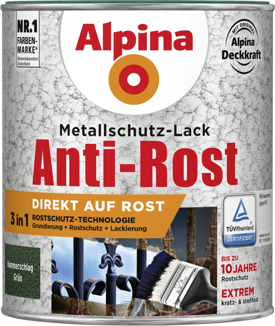 Alpina Metallschutz-Lack Hammerschlag 750 ml grün von Alpina